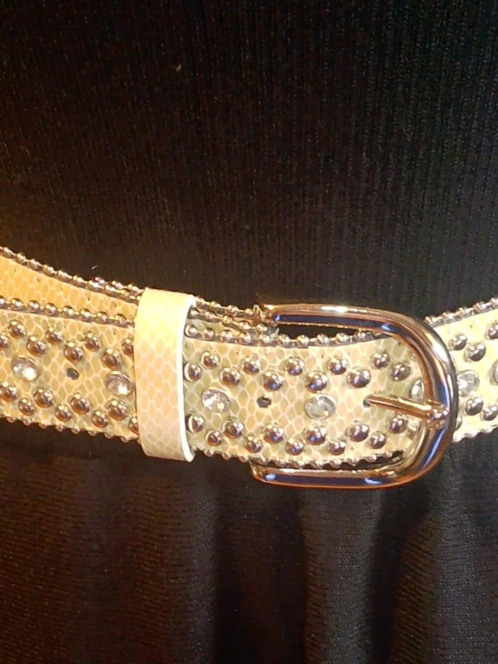 Y2K Faux Snakeskin Rhinestone & Studded Western Statement Belt
